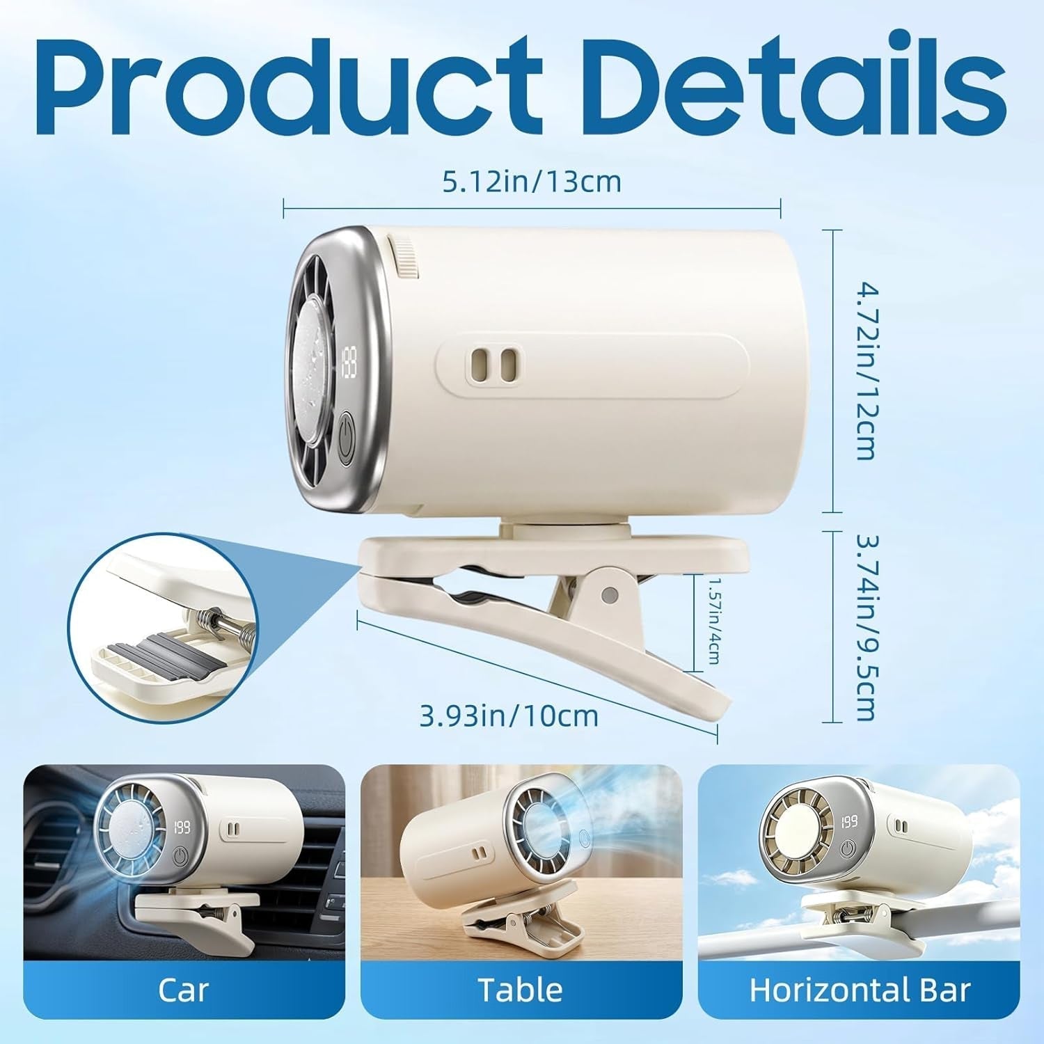 RidexFan Car Clip-On Fan