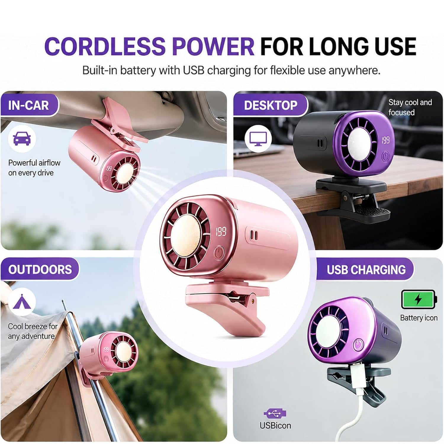 RidexFan Car Clip-On Fan