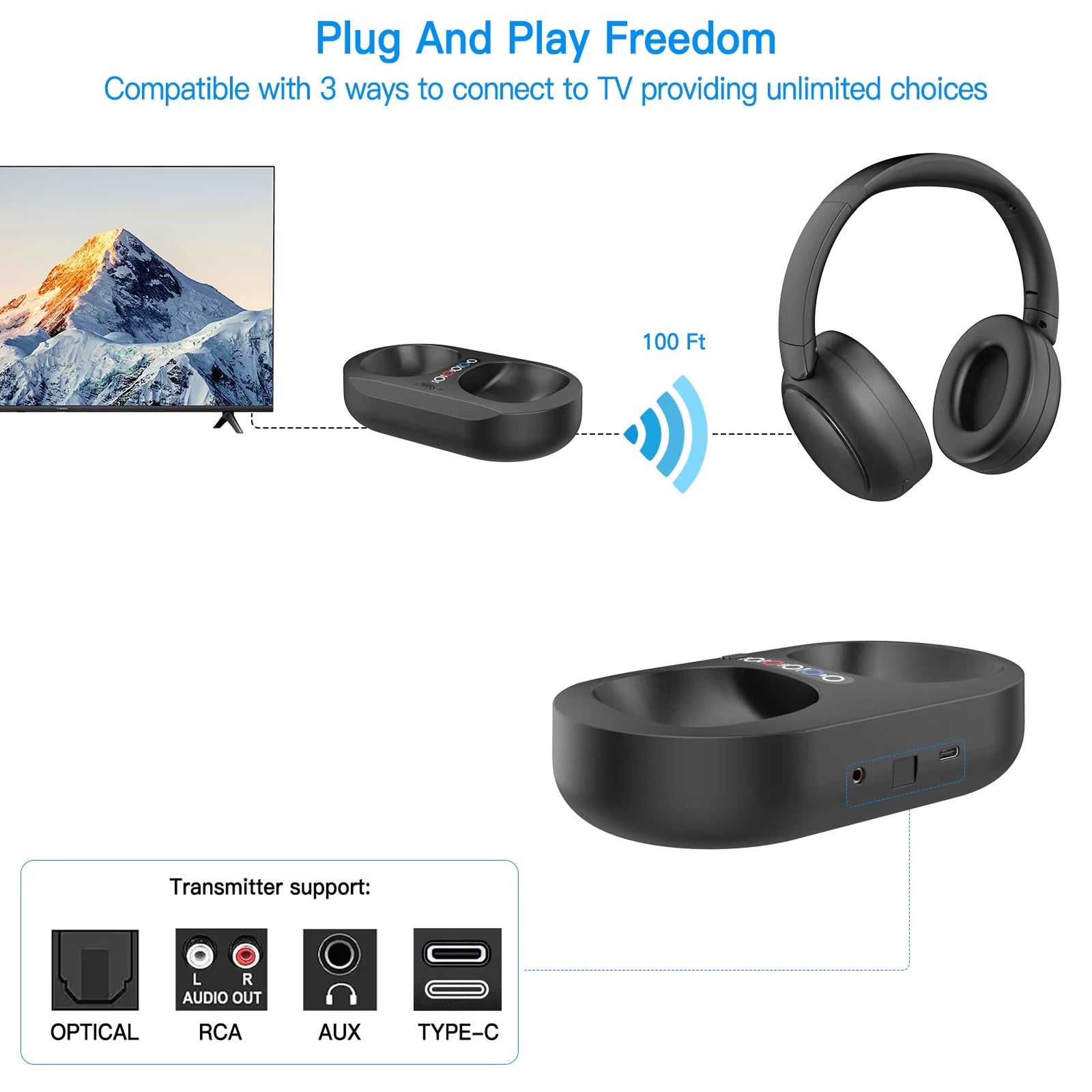 CozeTone TV Headphones For Hearing Impaired